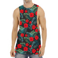 Tropical Hibiscus Leaves Pattern Print Men's Muscle Tank Top