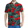 Tropical Hibiscus Leaves Pattern Print Men's Polo Shirt