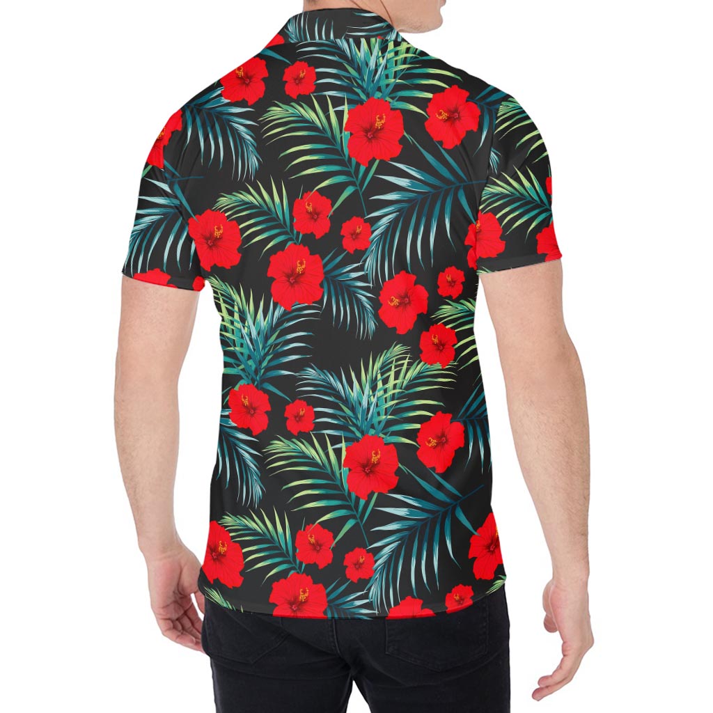 Tropical Hibiscus Leaves Pattern Print Men's Shirt