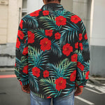 Tropical Hibiscus Leaves Pattern Print Men's Shirt Jacket