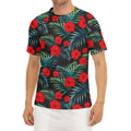 Tropical Hibiscus Leaves Pattern Print Men's Short Sleeve Rash Guard