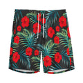 Tropical Hibiscus Leaves Pattern Print Men's Athletic Shorts