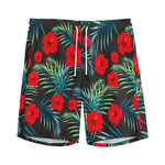Tropical Hibiscus Leaves Pattern Print Men's Sports Shorts
