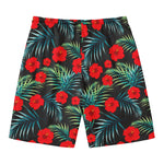 Tropical Hibiscus Leaves Pattern Print Men's Swim Trunks
