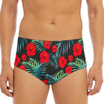 Tropical Hibiscus Leaves Pattern Print Men's Triangle Swim Briefs