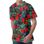 Tropical Hibiscus Leaves Pattern Print Men's Velvet T-Shirt