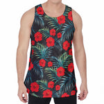Tropical Hibiscus Leaves Pattern Print Men's Velvet Tank Top