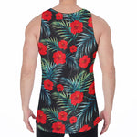 Tropical Hibiscus Leaves Pattern Print Men's Velvet Tank Top