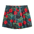 Tropical Hibiscus Leaves Pattern Print Mesh Shorts