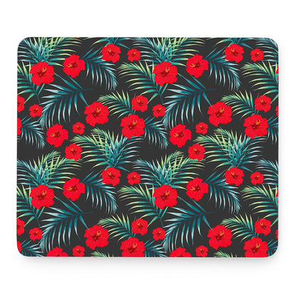 Tropical Hibiscus Leaves Pattern Print Mouse Pad