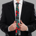 Tropical Hibiscus Leaves Pattern Print Necktie