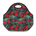 Tropical Hibiscus Leaves Pattern Print Neoprene Lunch Bag