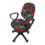 Tropical Hibiscus Leaves Pattern Print Office Chair Cover