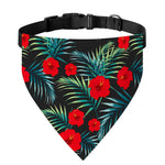 Tropical Hibiscus Leaves Pattern Print Over The Collar Dog Bandana