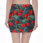 Tropical Hibiscus Leaves Pattern Print Pencil Mini Skirt