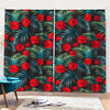 Tropical Hibiscus Leaves Pattern Print Pencil Pleat Curtains