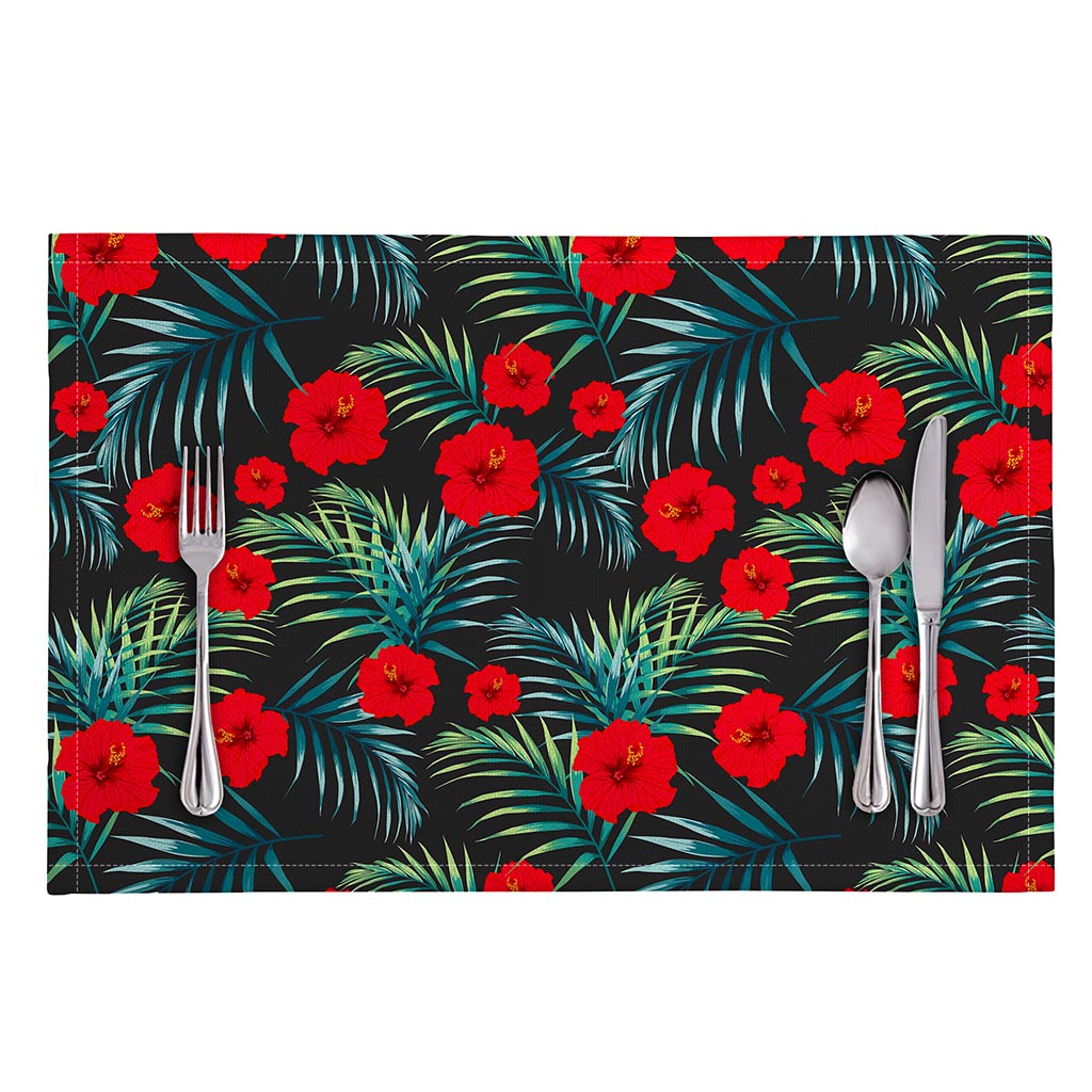 Tropical Hibiscus Leaves Pattern Print Placemat