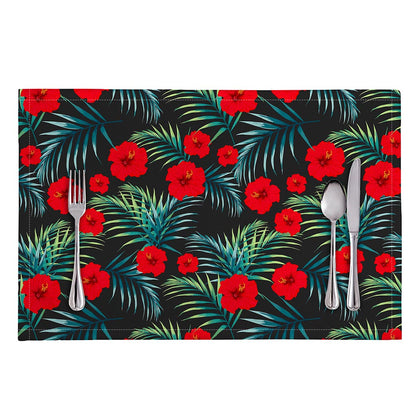 Tropical Hibiscus Leaves Pattern Print Placemat