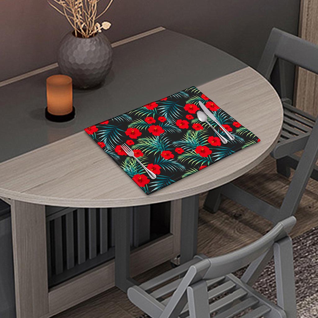 Tropical Hibiscus Leaves Pattern Print Placemat