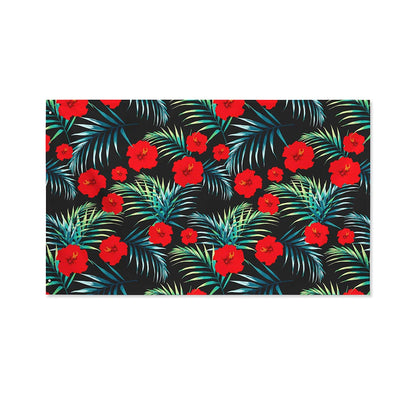 Tropical Hibiscus Leaves Pattern Print Polyester Flag