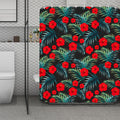 Tropical Hibiscus Leaves Pattern Print Polyester Shower Curtain