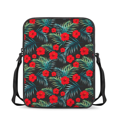 Tropical Hibiscus Leaves Pattern Print Rectangular Crossbody Bag
