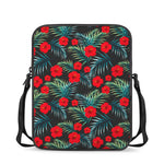 Tropical Hibiscus Leaves Pattern Print Rectangular Crossbody Bag