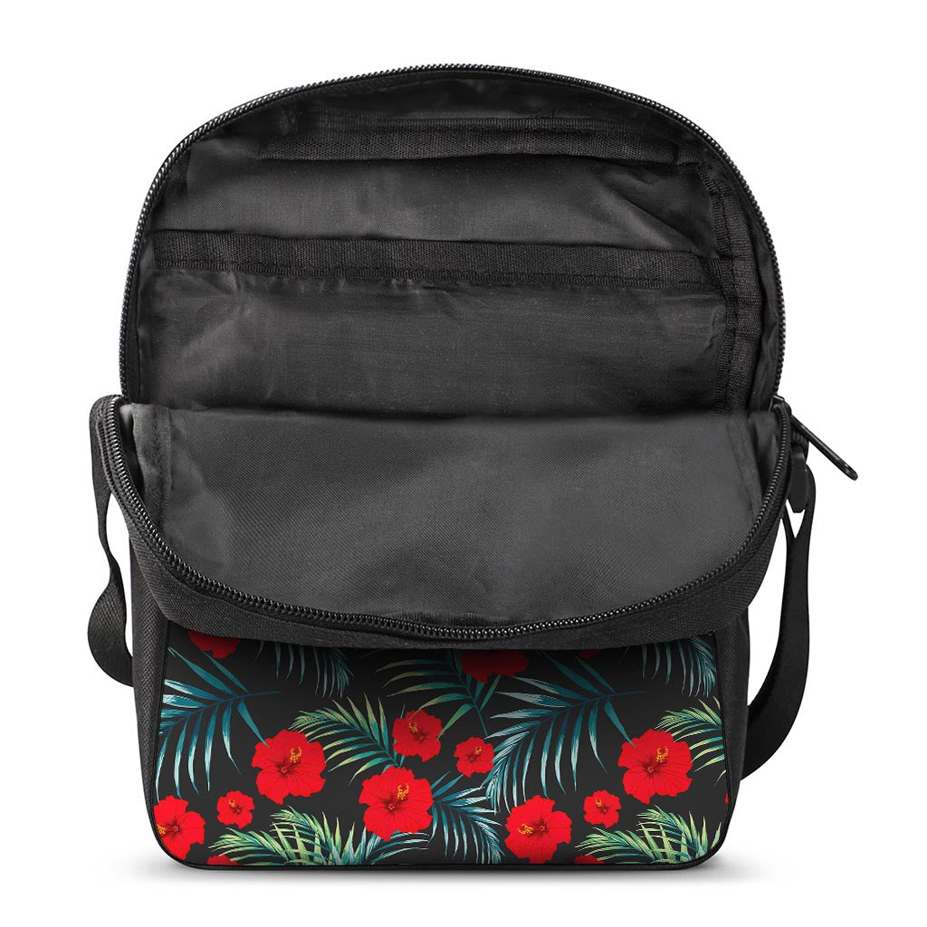 Tropical Hibiscus Leaves Pattern Print Rectangular Crossbody Bag