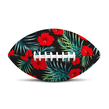 Tropical Hibiscus Leaves Pattern Print Rugby Ball