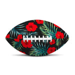 Tropical Hibiscus Leaves Pattern Print Rugby Ball