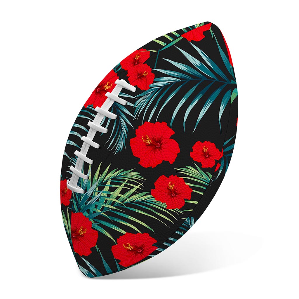 Tropical Hibiscus Leaves Pattern Print Rugby Ball