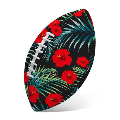 Tropical Hibiscus Leaves Pattern Print Rugby Ball