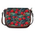 Tropical Hibiscus Leaves Pattern Print Saddle Bag