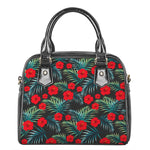 Tropical Hibiscus Leaves Pattern Print Shoulder Handbag