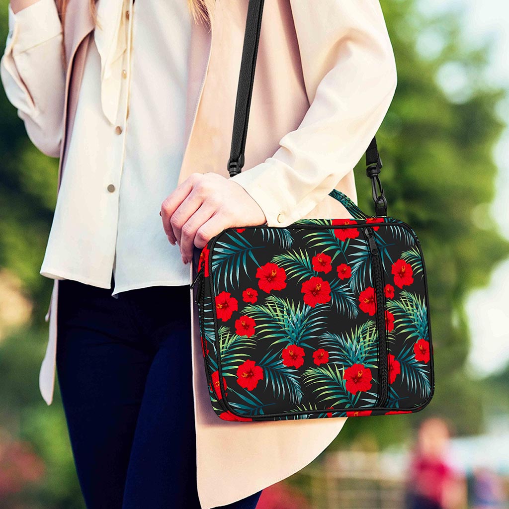 Tropical Hibiscus Leaves Pattern Print Shoulder Strap Bible Bag