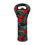 Tropical Hibiscus Leaves Pattern Print Single Neoprene Wine Tote