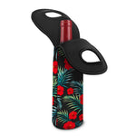 Tropical Hibiscus Leaves Pattern Print Single Neoprene Wine Tote