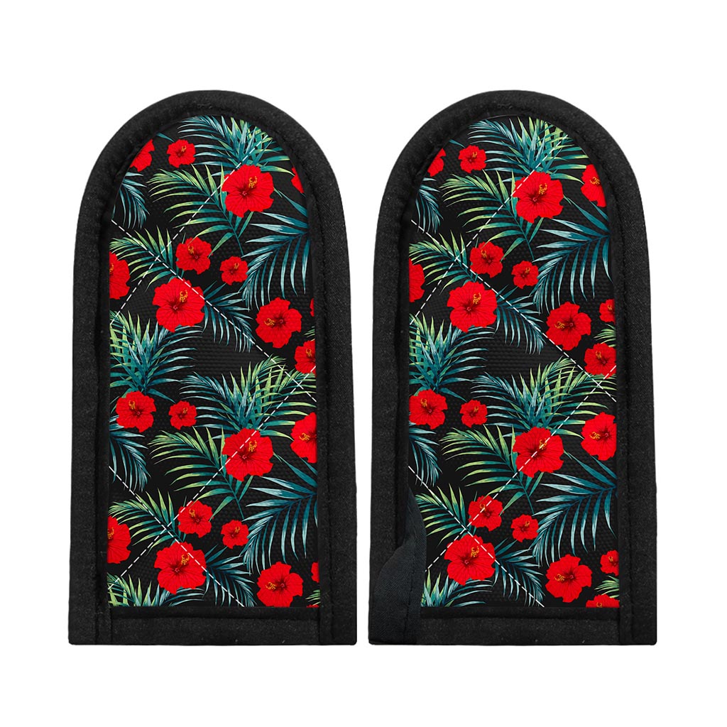 Tropical Hibiscus Leaves Pattern Print Skillet Handle Cover