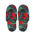 Tropical Hibiscus Leaves Pattern Print Slippers