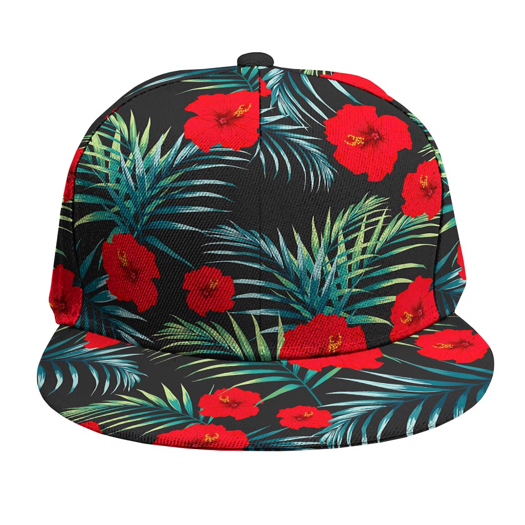 Tropical Hibiscus Leaves Pattern Print Snapback Cap