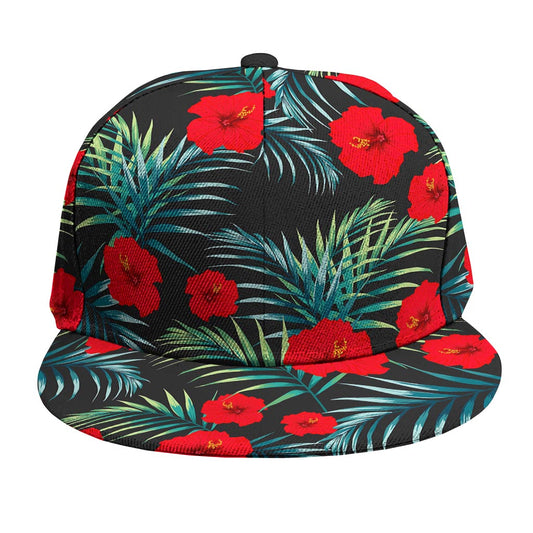 Tropical Hibiscus Leaves Pattern Print Snapback Cap