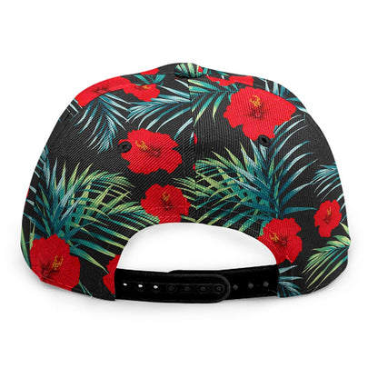 Tropical Hibiscus Leaves Pattern Print Snapback Cap