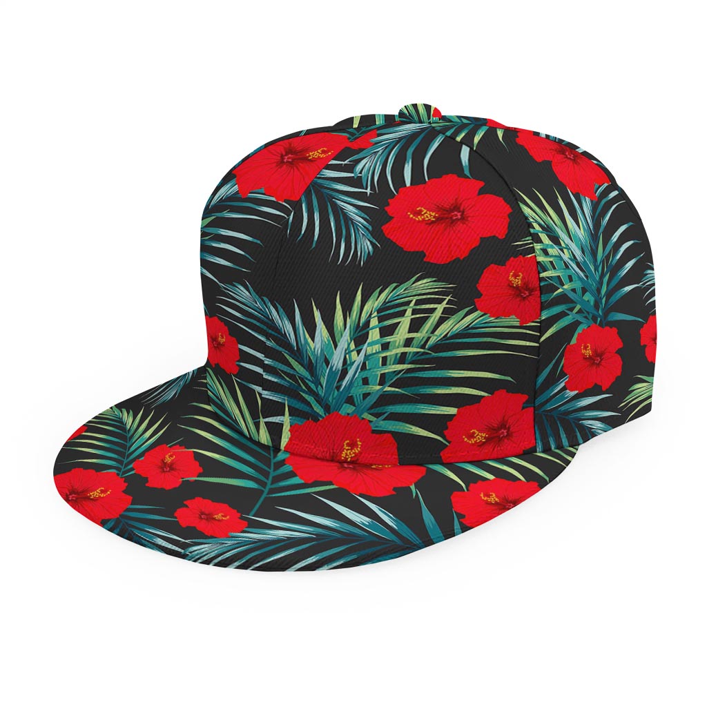 Tropical Hibiscus Leaves Pattern Print Snapback Cap