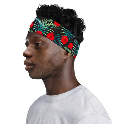 Tropical Hibiscus Leaves Pattern Print Sports Headband