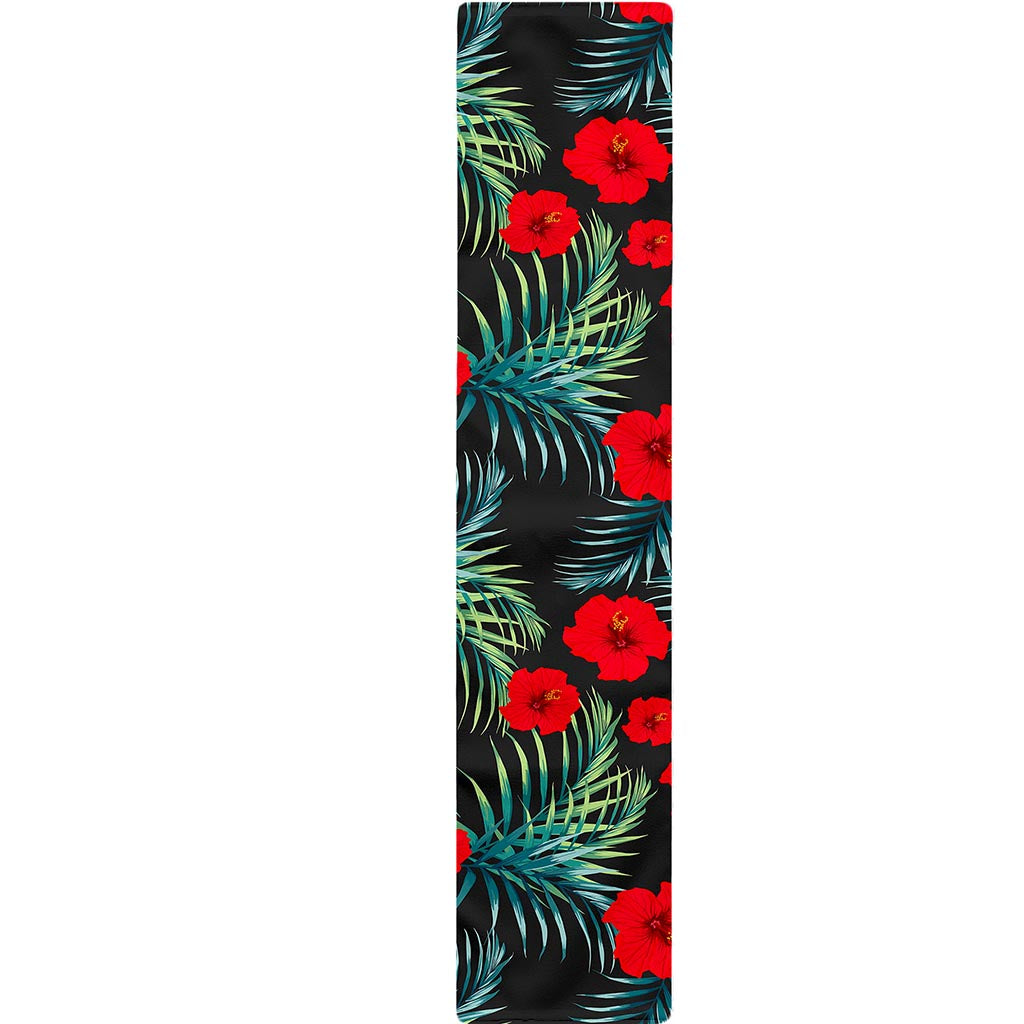 Tropical Hibiscus Leaves Pattern Print Table Runner
