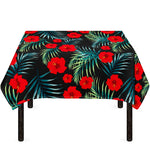 Tropical Hibiscus Leaves Pattern Print Tablecloth