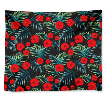 Tropical Hibiscus Leaves Pattern Print Tapestry