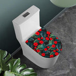 Tropical Hibiscus Leaves Pattern Print Toilet Lid Cover