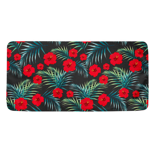 Tropical Hibiscus Leaves Pattern Print Towel
