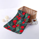 Tropical Hibiscus Leaves Pattern Print Towel